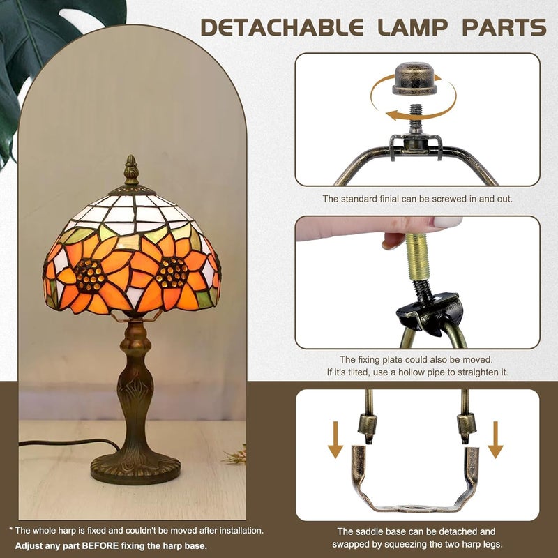 GooChan Lamp Shade Harp, Antique Brass Lamp Harp Frame Lampshade Bracket, Detachable Shade Holder for Floor or Table Light (Bronze, 6-Inch) - Image 4